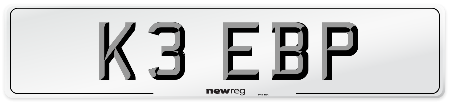 K3 EBP Number Plate from New Reg